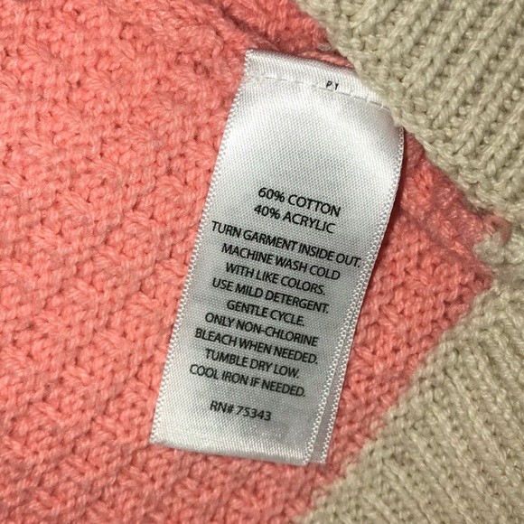 Tan and coral/pink long sleeve sweater. - Picture 6 of 6
